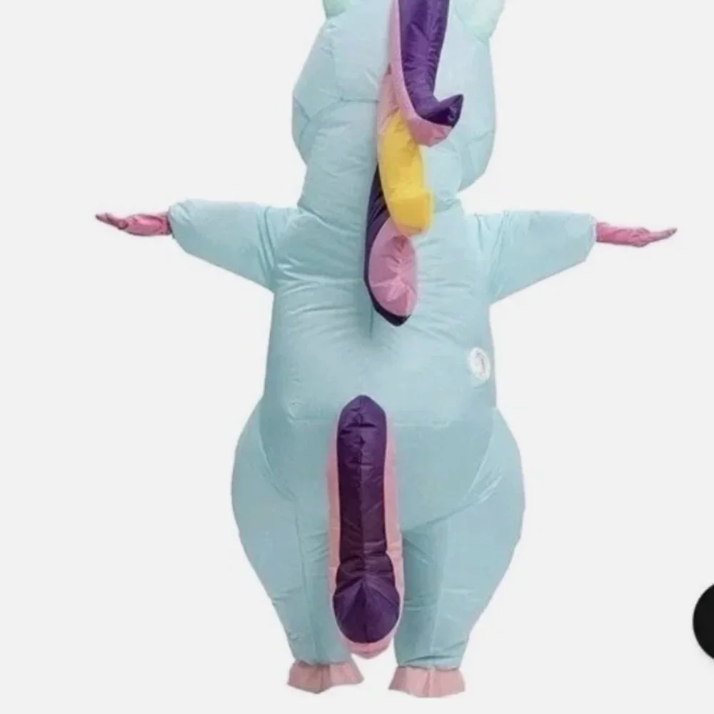 Inflatable unicorn costume Blue size 7 -10 yrs (no box) - Picture 3 of 9